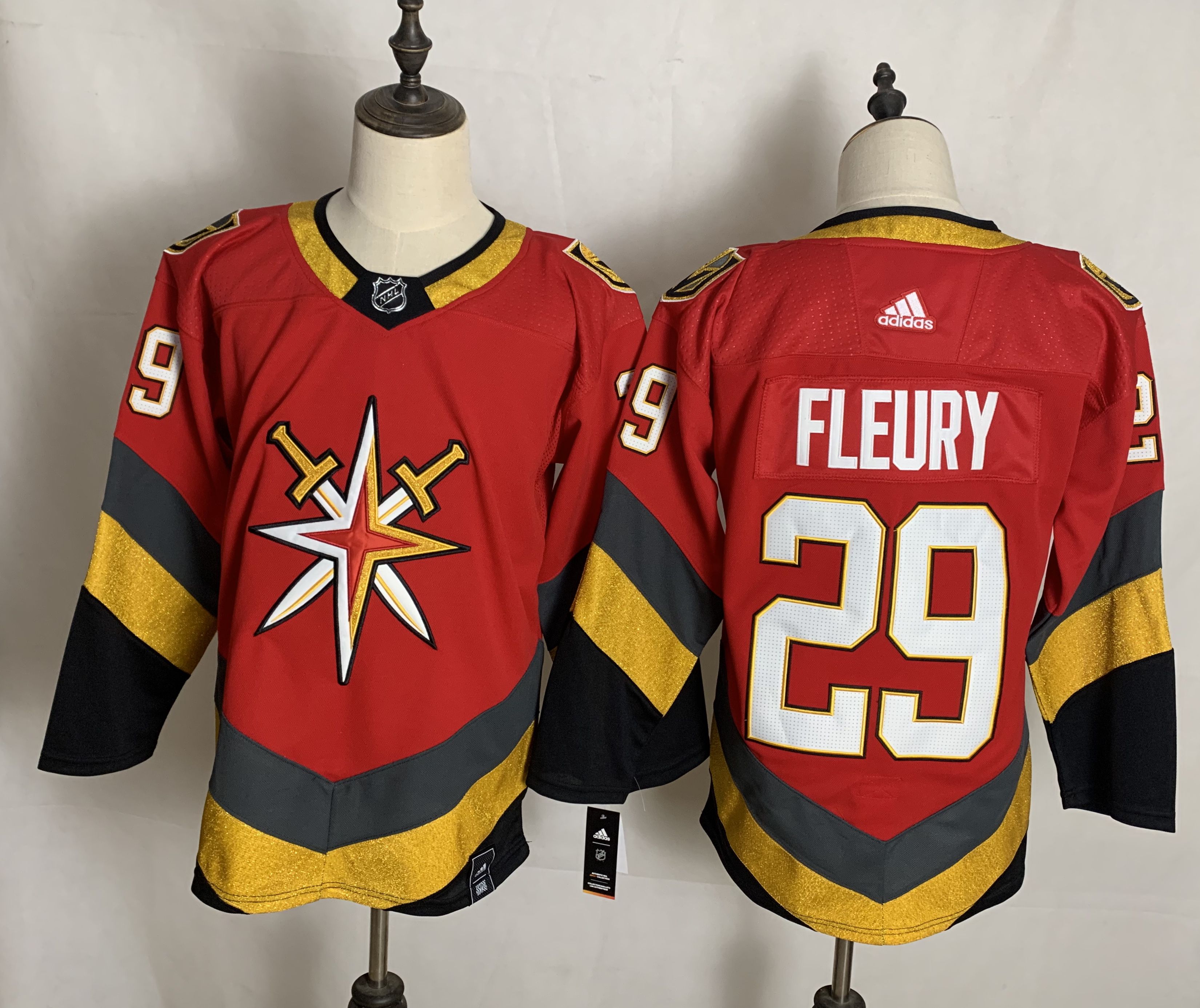 Men Vegas Golden Knights #29 Fleury Red Authentic Stitched 2020 Adidias NHL Jersey->nfl dust mask->Sports Accessory